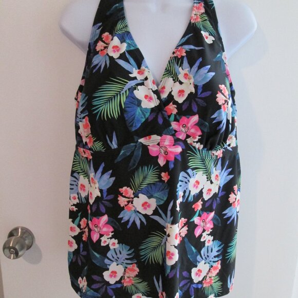 Island Escape Plus Size Floral-Print H-Back Tankini Top NWT Sz 20W - Picture 6 of 11